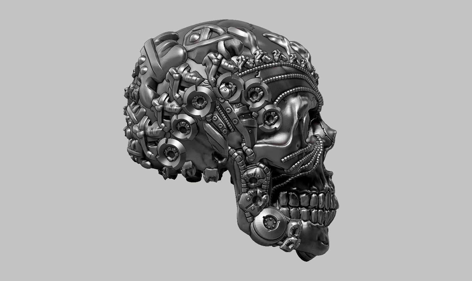 skull robot head a48 3D print model_3