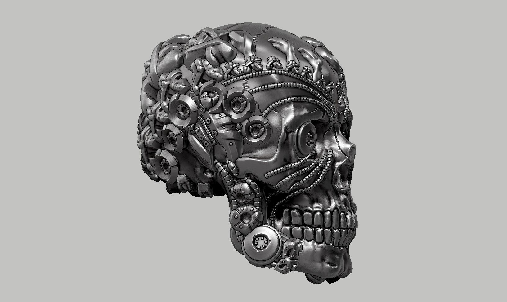 skull robot head a48 3D print model_2