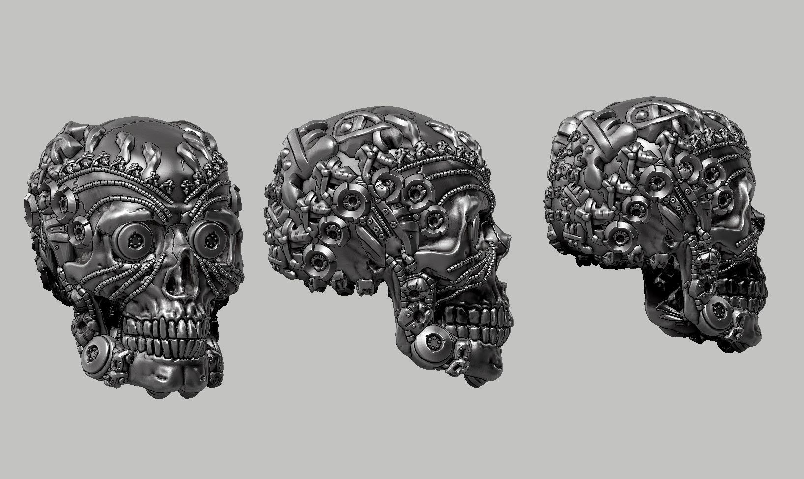 skull robot head a48 3D print model_12