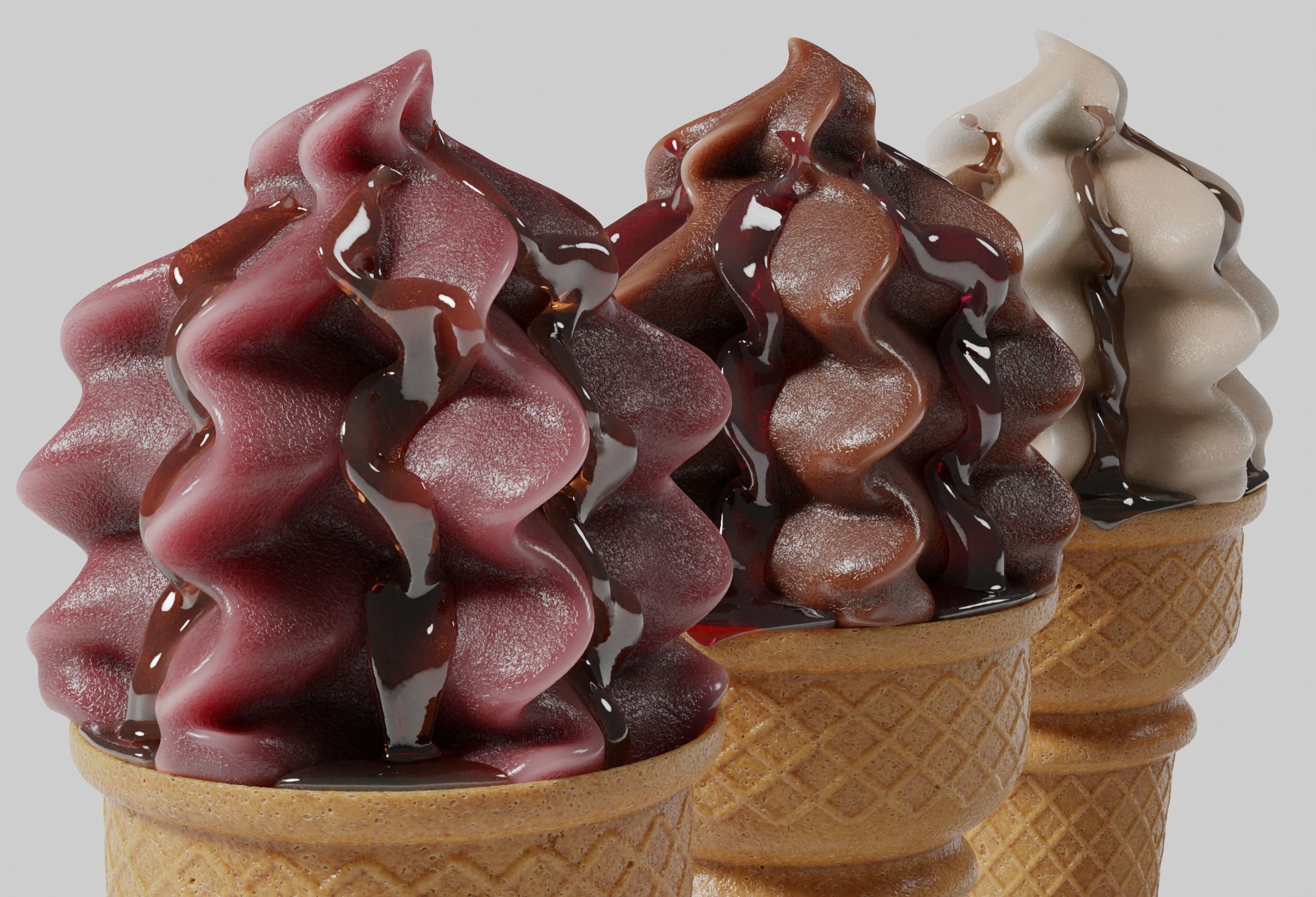 Ice Cream Cone Sundae Syrup 3D model_2