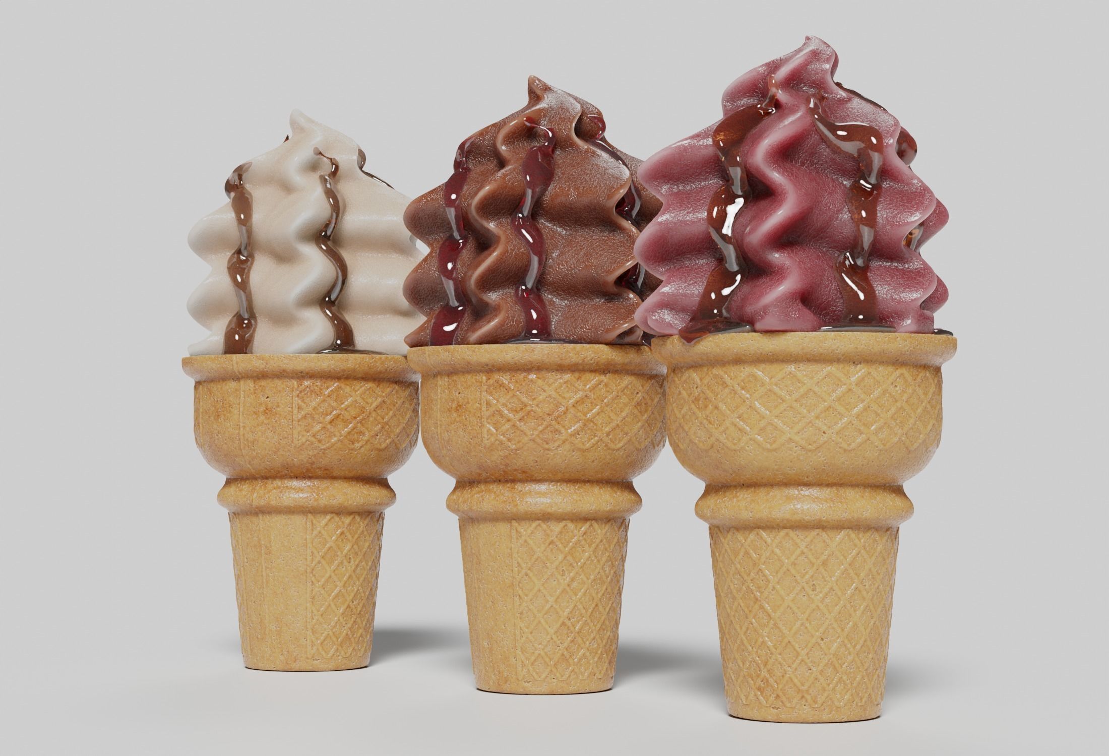 Ice Cream Cone Sundae Syrup 3D model_3