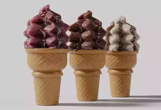 Ice Cream Cone Sundae Syrup 3D model