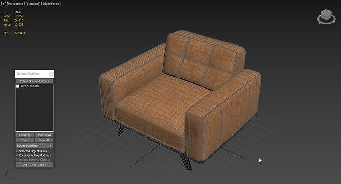 Rivet Bigelow Modern Oversized Leather Accent Chair 3D model 5
