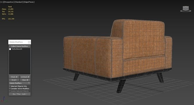 Rivet Bigelow Modern Oversized Leather Accent Chair 3D model 6
