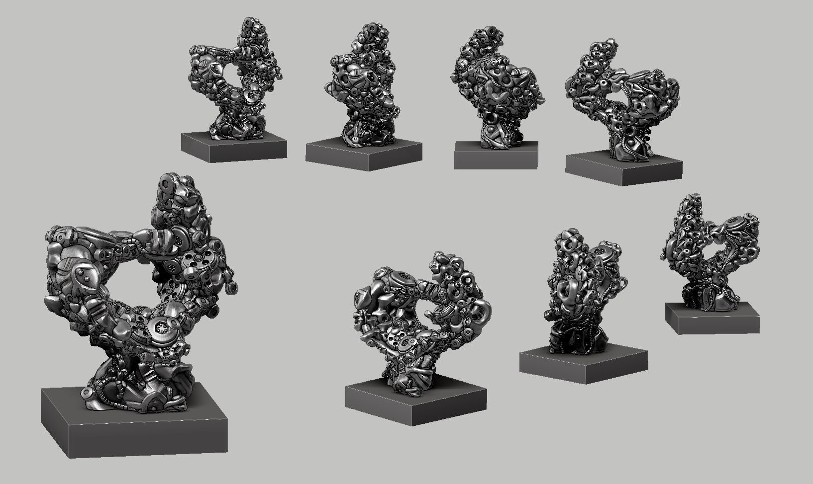 Modern Abstract robotic sculpture 169 3D print model_10