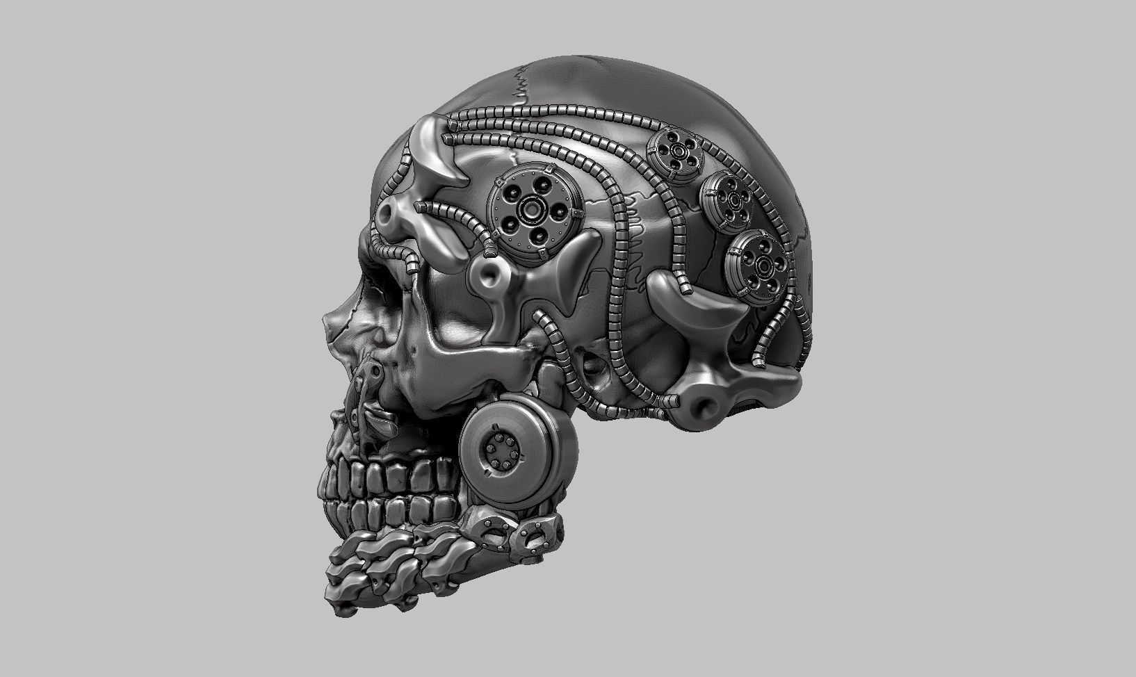 skull robot head a41 3D print model_8