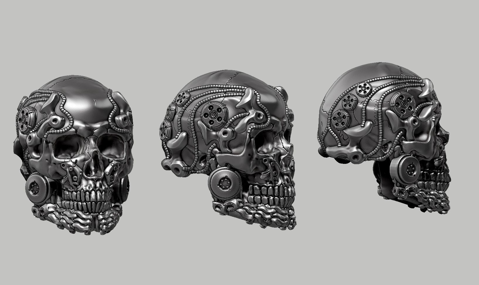 skull robot head a41 3D print model_10