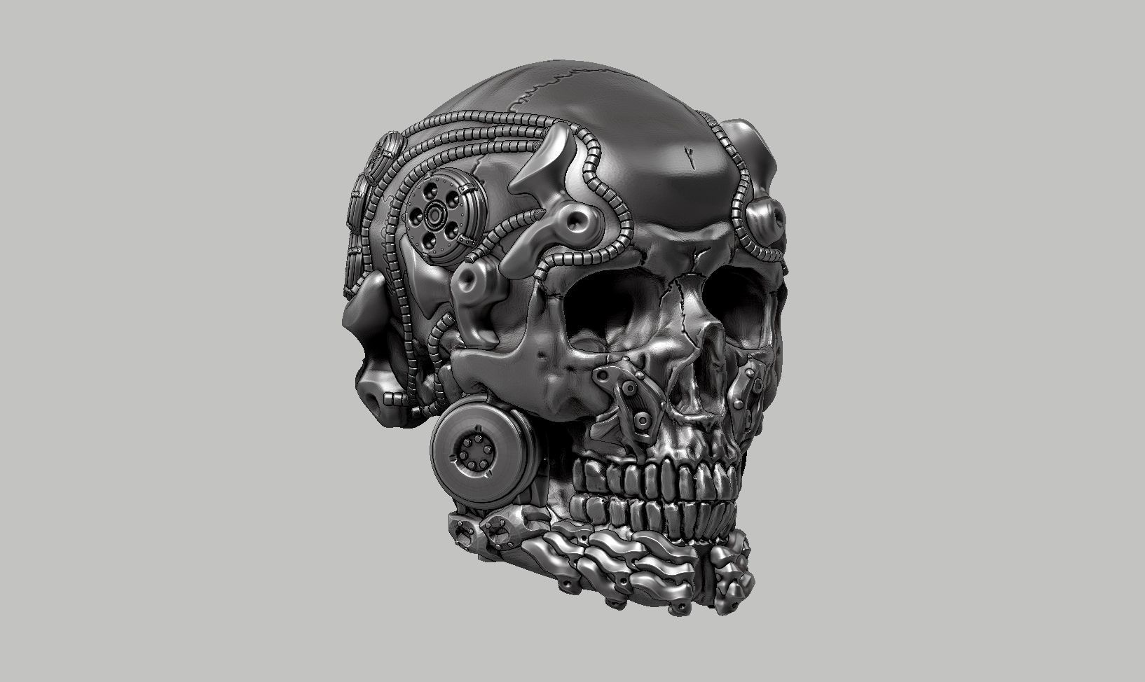 skull robot head a41 3D print model_1