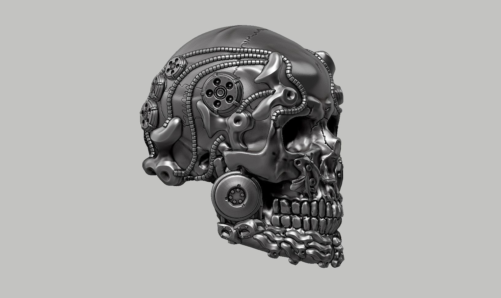skull robot head a41 3D print model_2