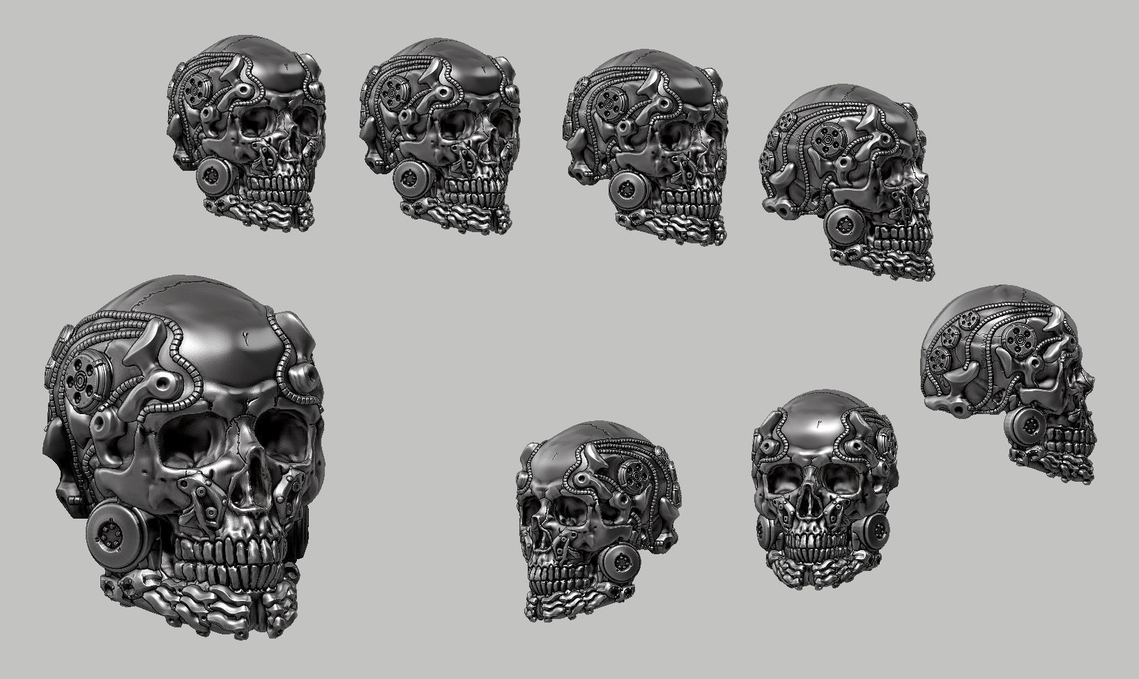 skull robot head a41 3D print model_11