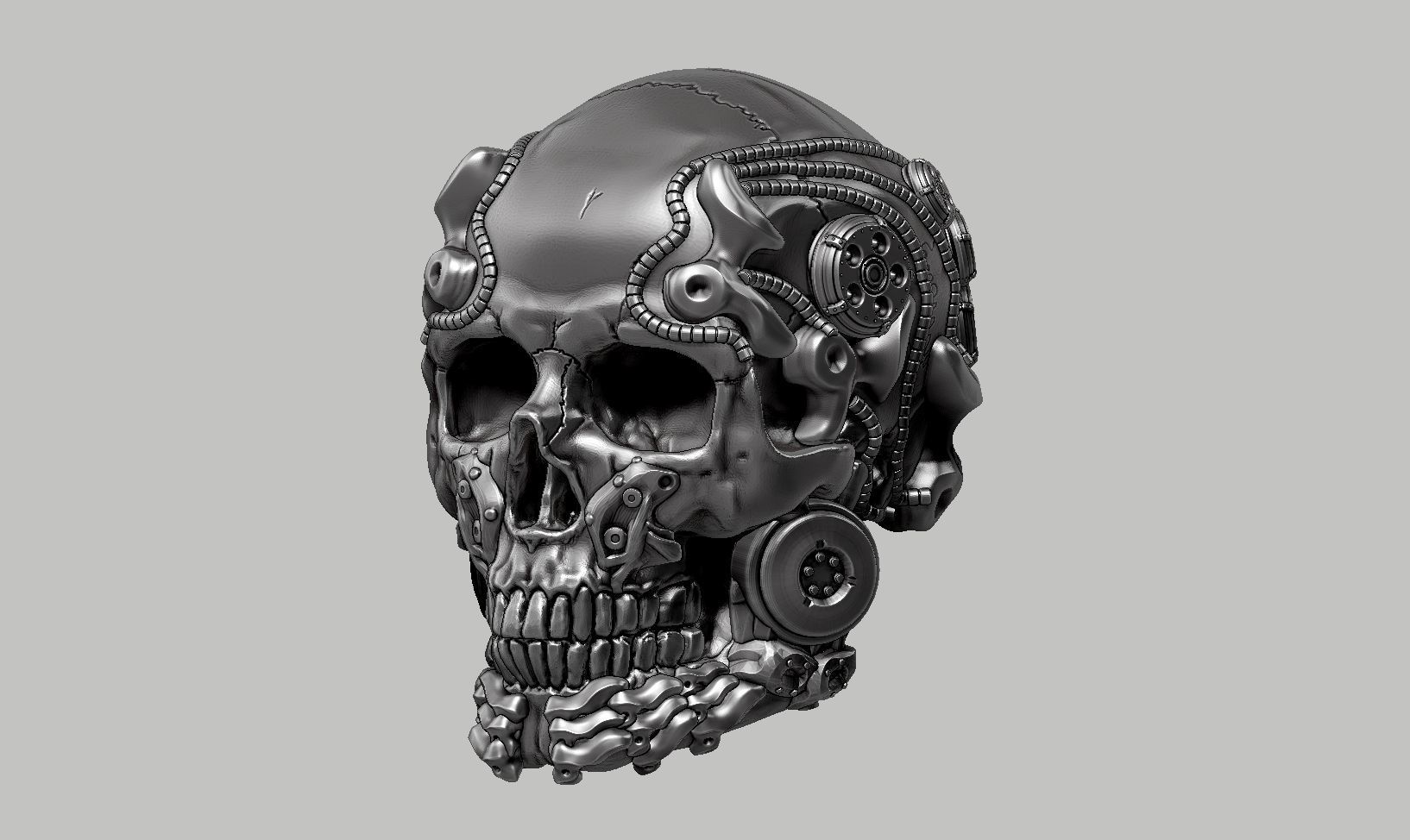 skull robot head a41 3D print model_9