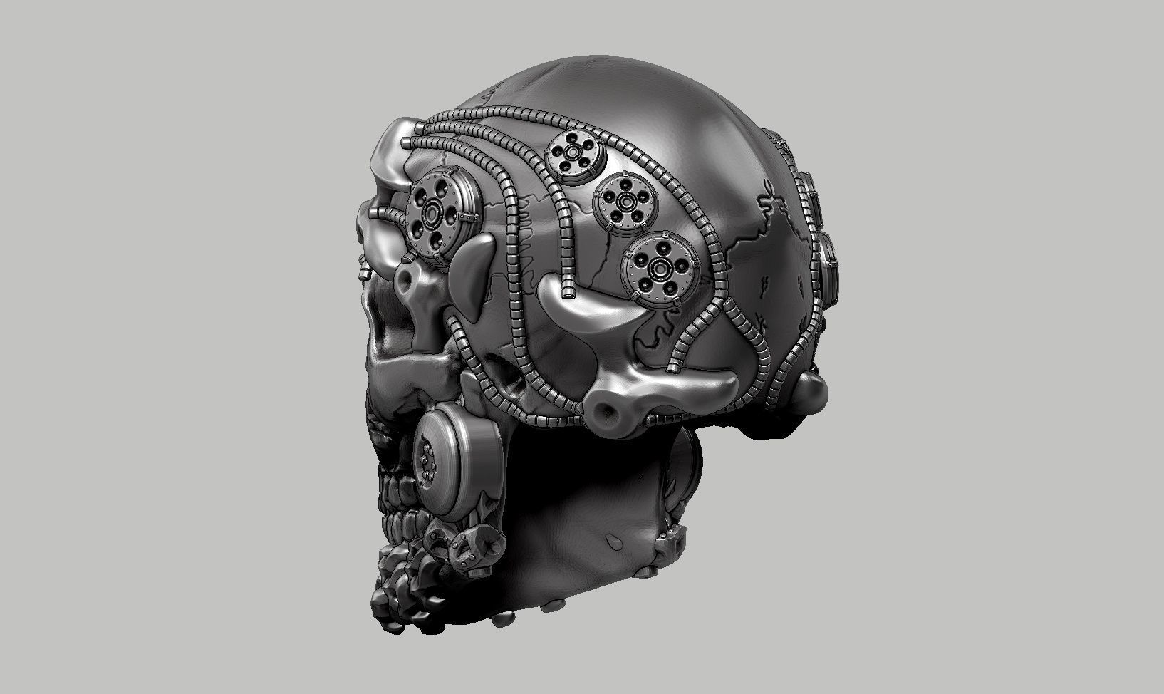 skull robot head a41 3D print model_7