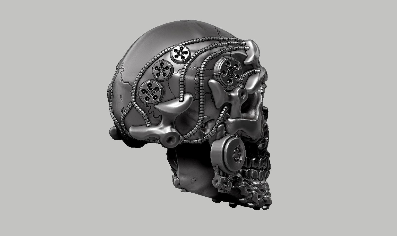skull robot head a41 3D print model_4