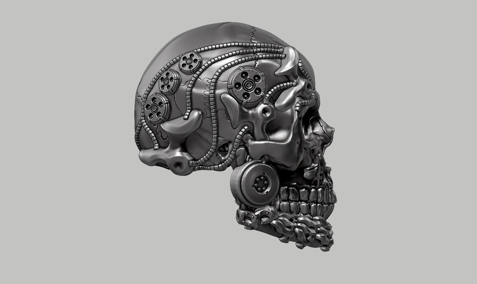 skull robot head a41 3D print model_3