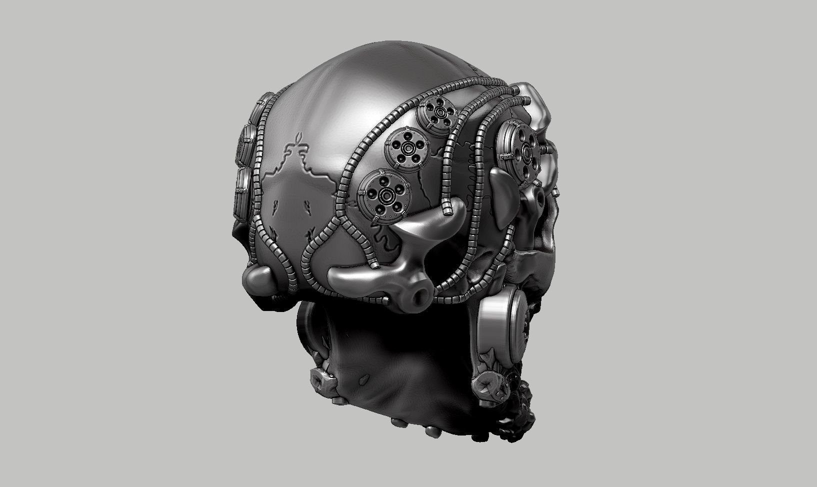 skull robot head a41 3D print model_5