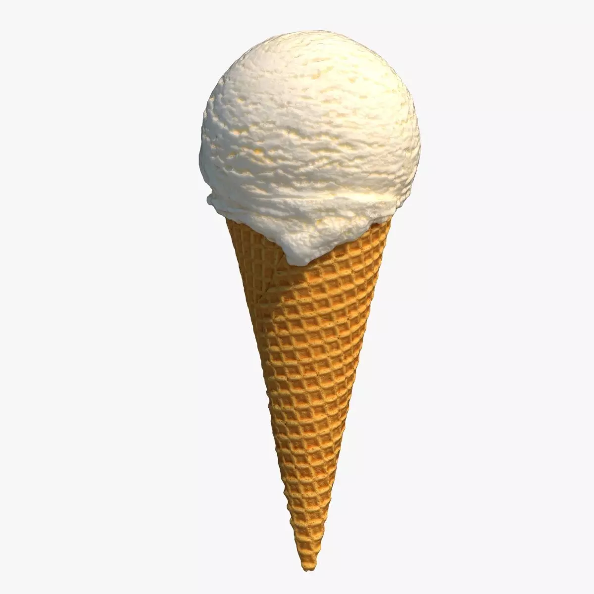 Ice Cream Cone Vanilla 3D model_0