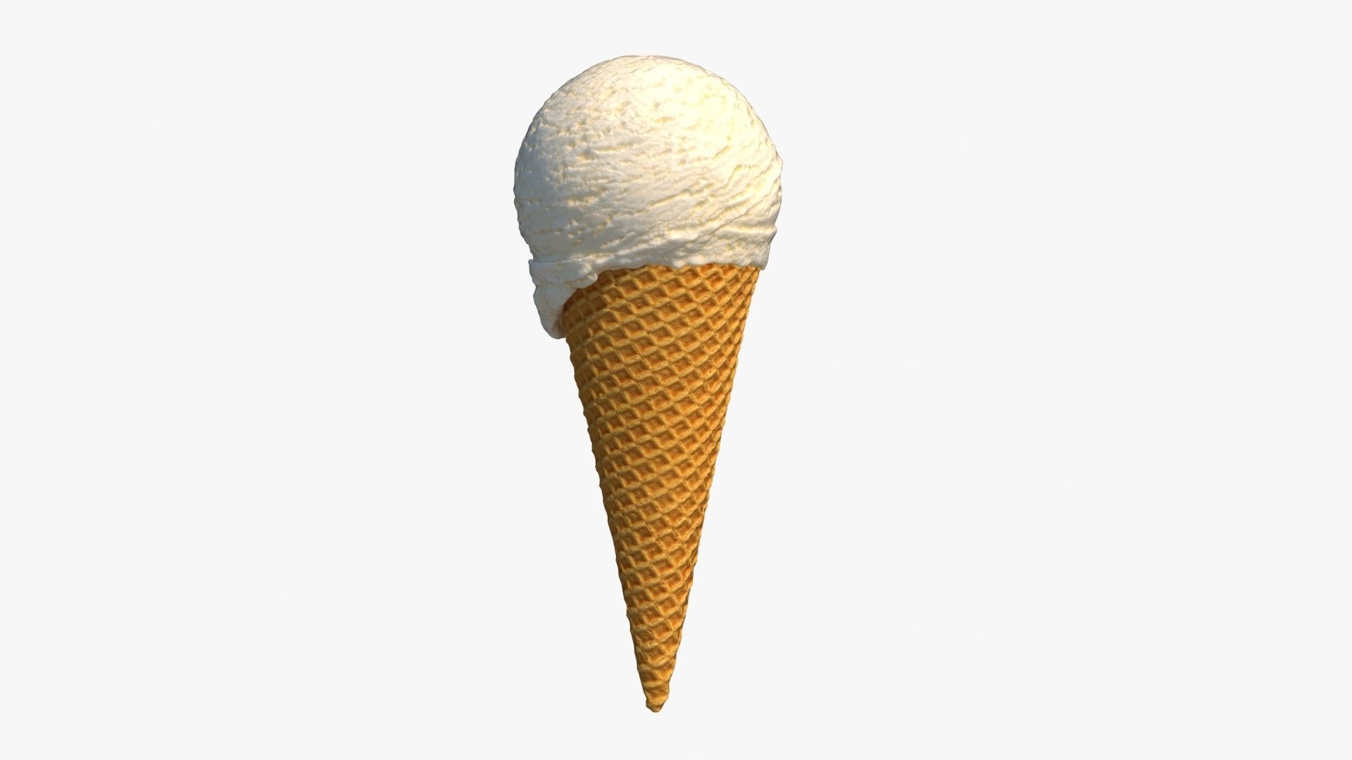 Ice Cream Cone Vanilla 3D model_3