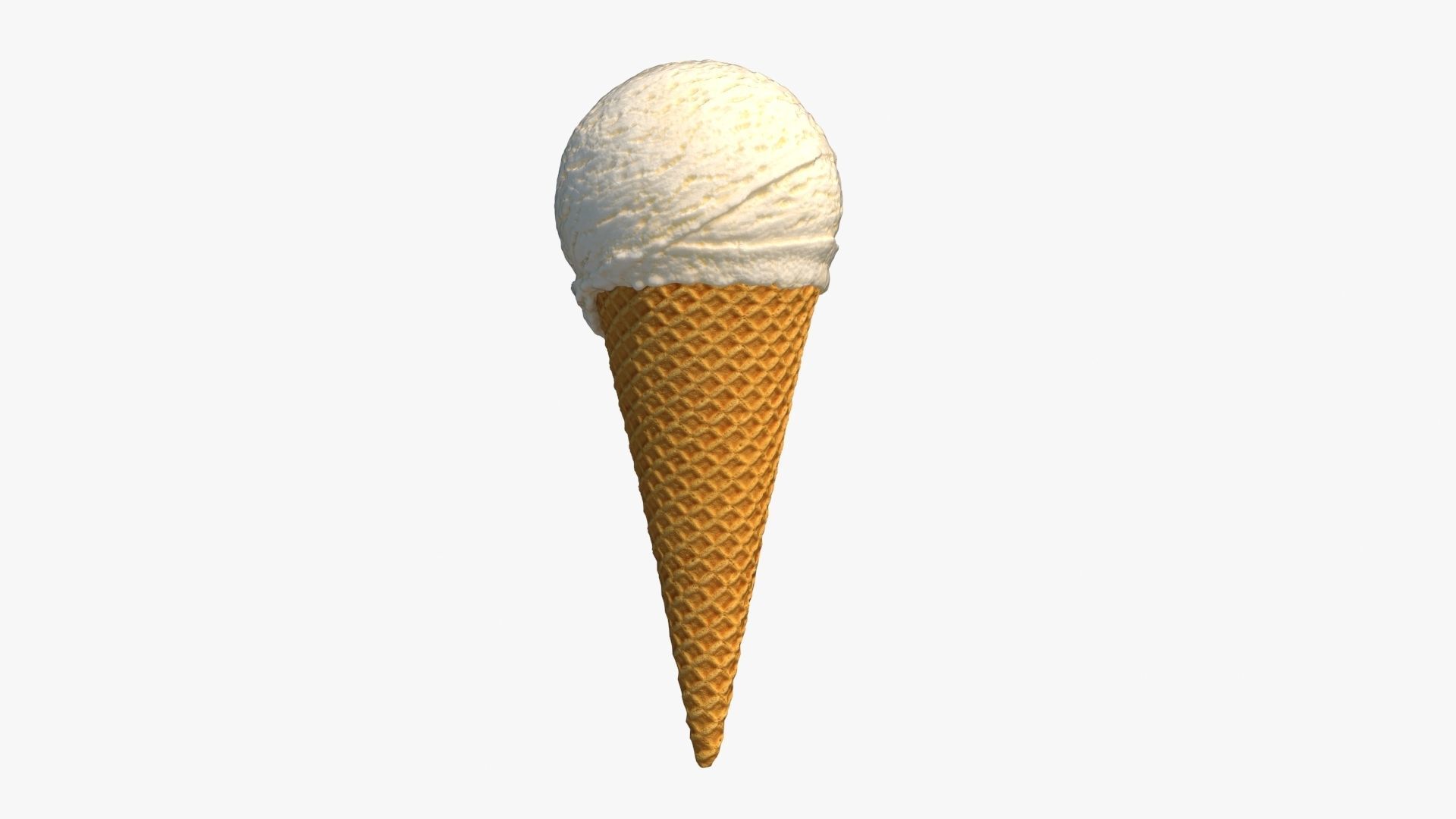 Ice Cream Cone Vanilla 3D model_4