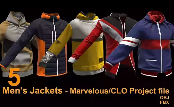 5 mens Jacket  Hoodie Marvelous CLO Project file 
