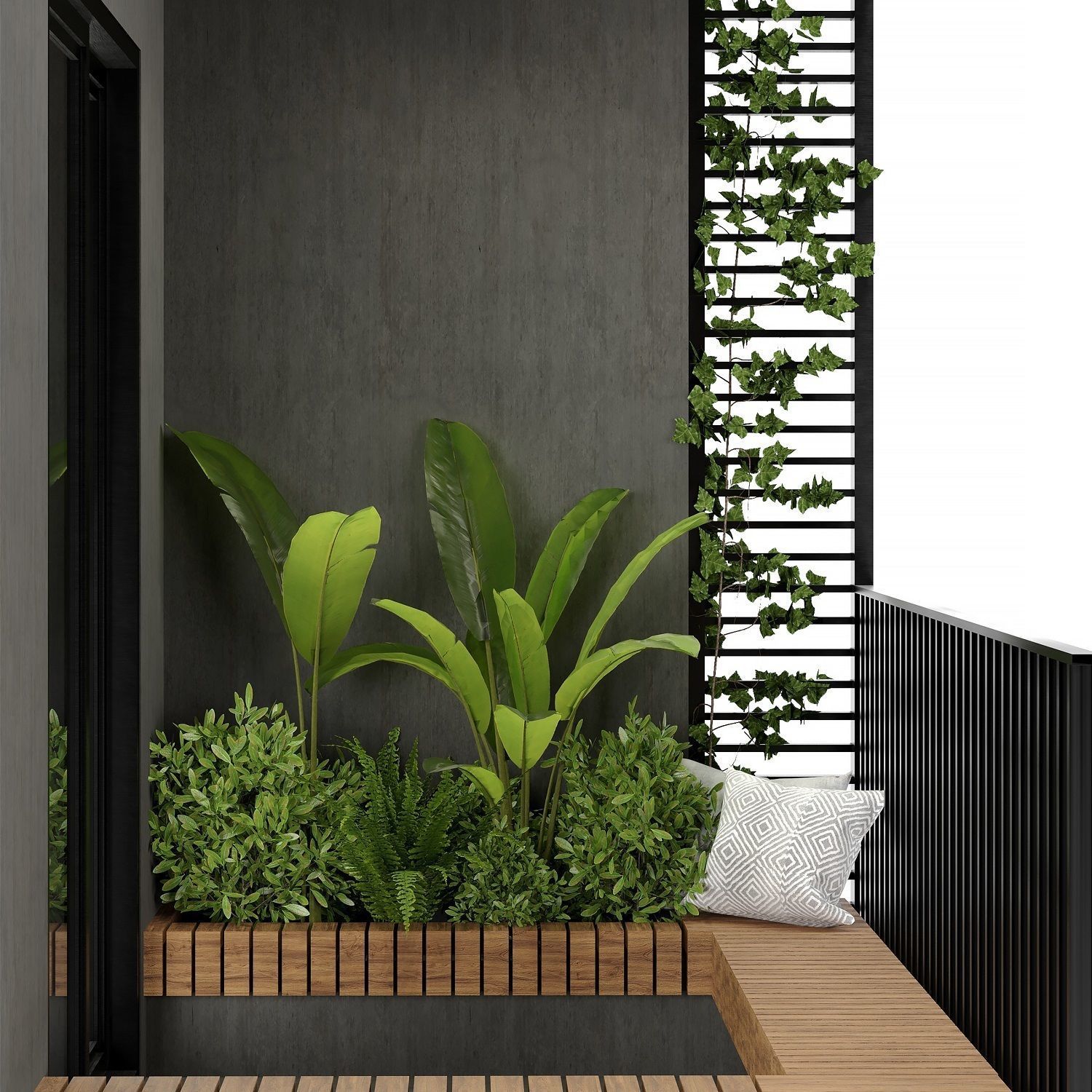 Residential Modern Balcony Set 3D Model Collection_5