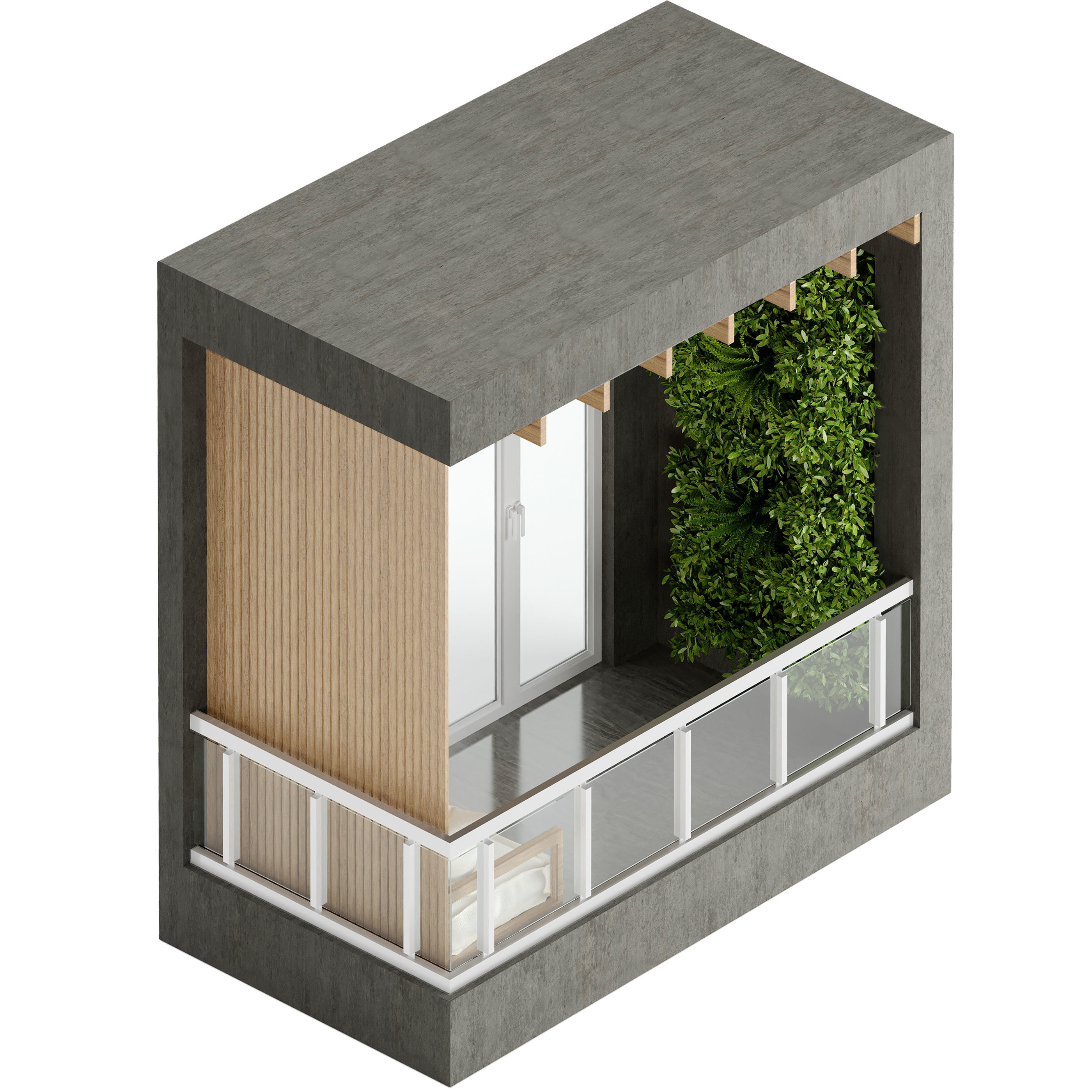 Residential Modern Balcony Set 3D Model Collection_6