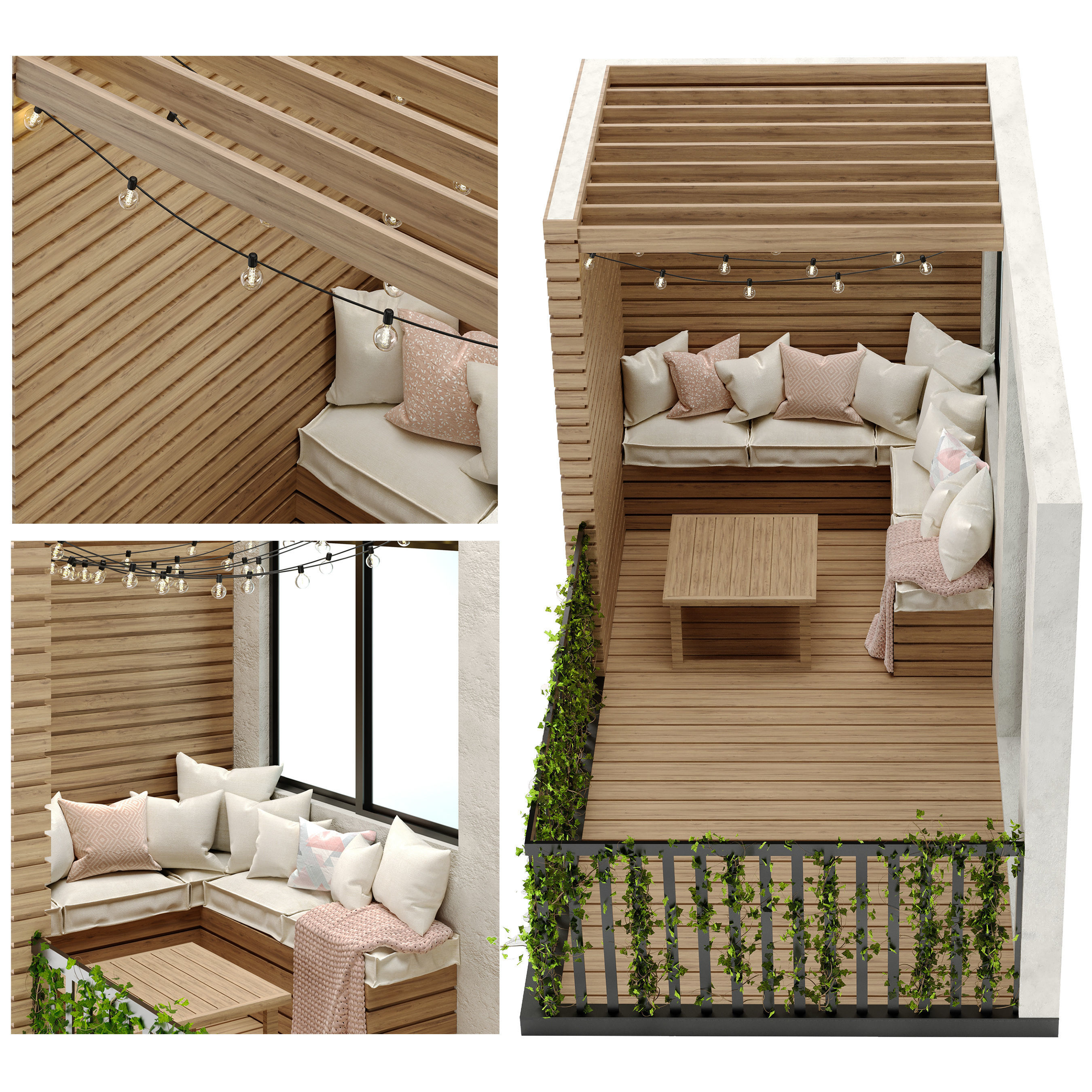 Residential Modern Balcony Set 3D Model Collection_2