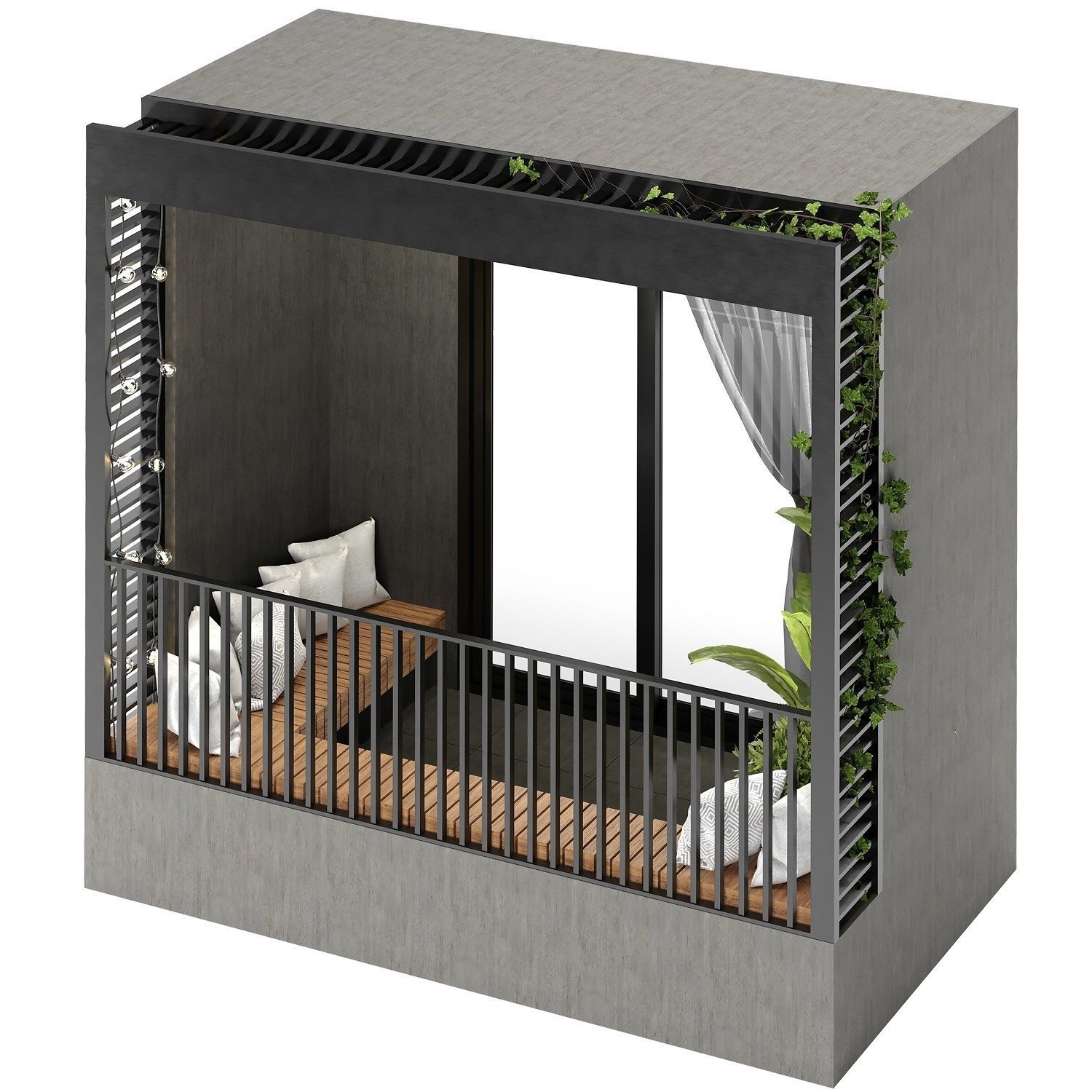 Residential Modern Balcony Set 3D Model Collection_4