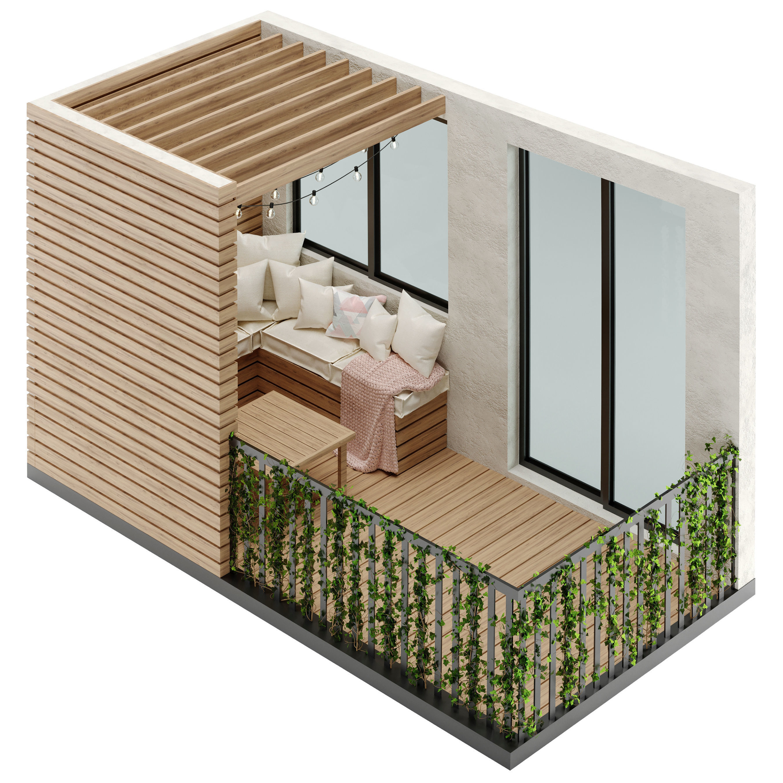 Residential Modern Balcony Set 3D Model Collection_1