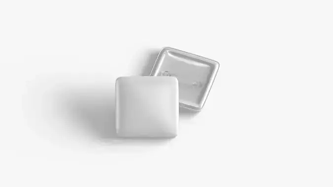 White Square Button Badge - plastic clutch pin