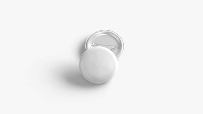 White Round Button Badge - plastic clutch pin Low-poly 3D model