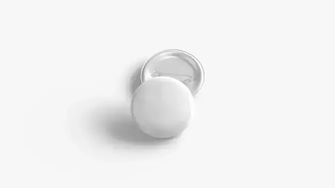 White Round Button Badge - plastic clutch pin Low-poly 3D model