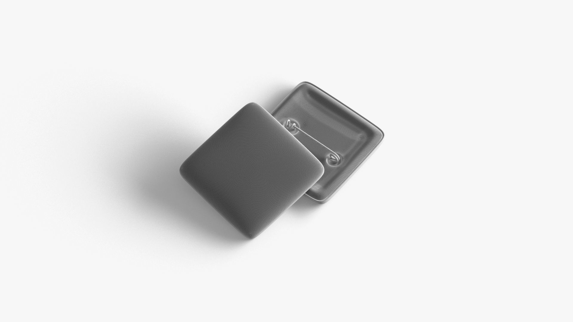 White Rhombus Button Badge - plastic clutch pin Low-poly 3D model_8