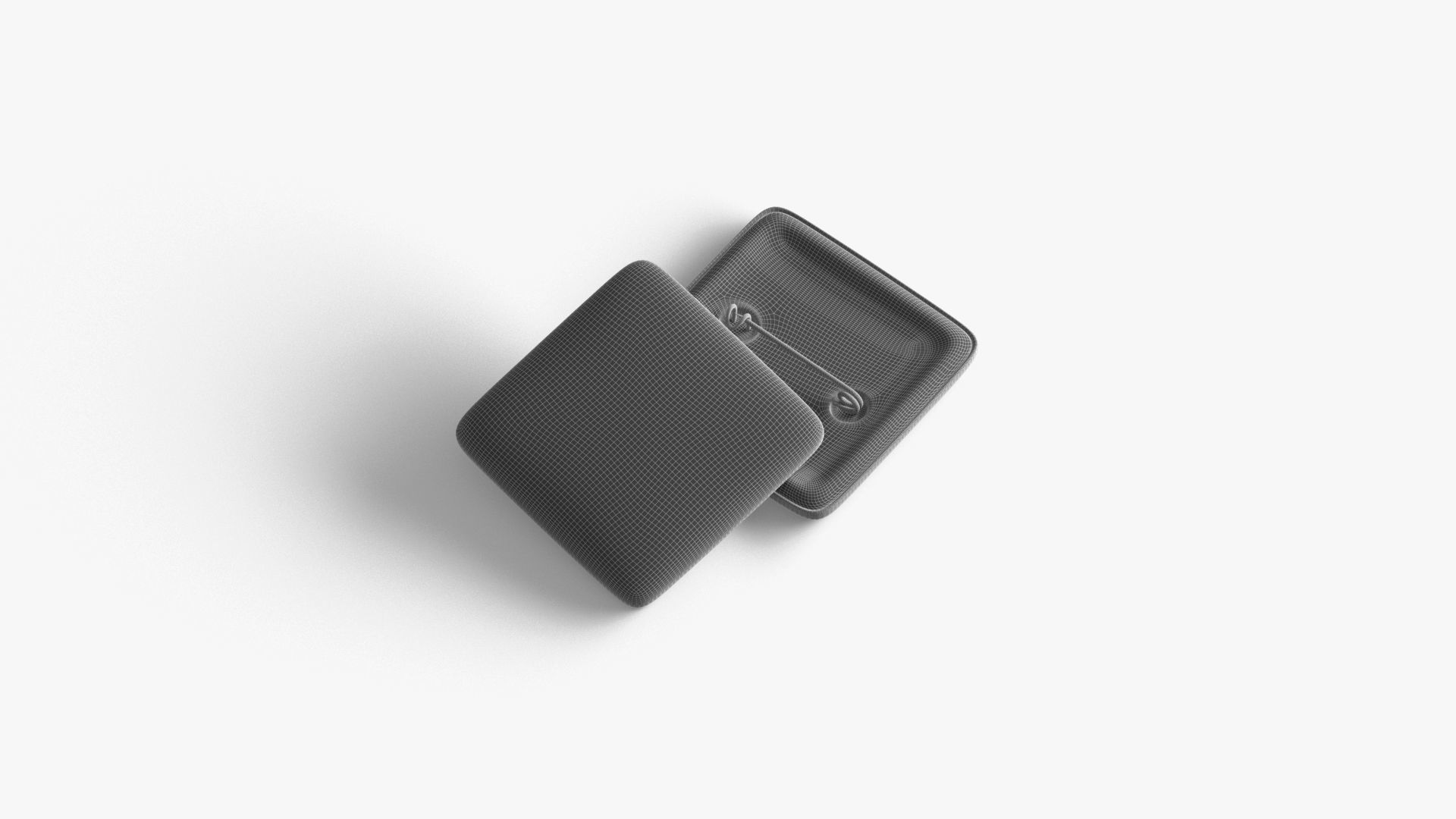 White Rhombus Button Badge - plastic clutch pin Low-poly 3D model_7