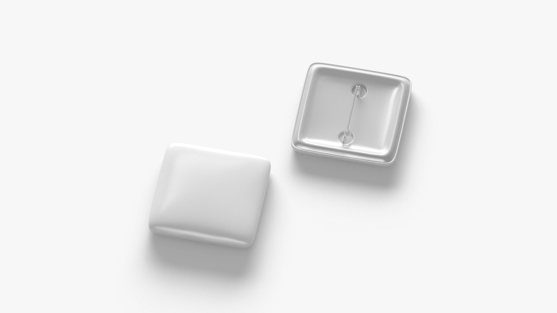 White Rhombus Button Badge - plastic clutch pin Low-poly 3D model_1