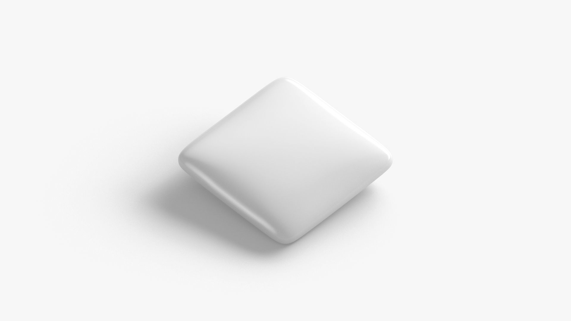 White Rhombus Button Badge - plastic clutch pin Low-poly 3D model_2