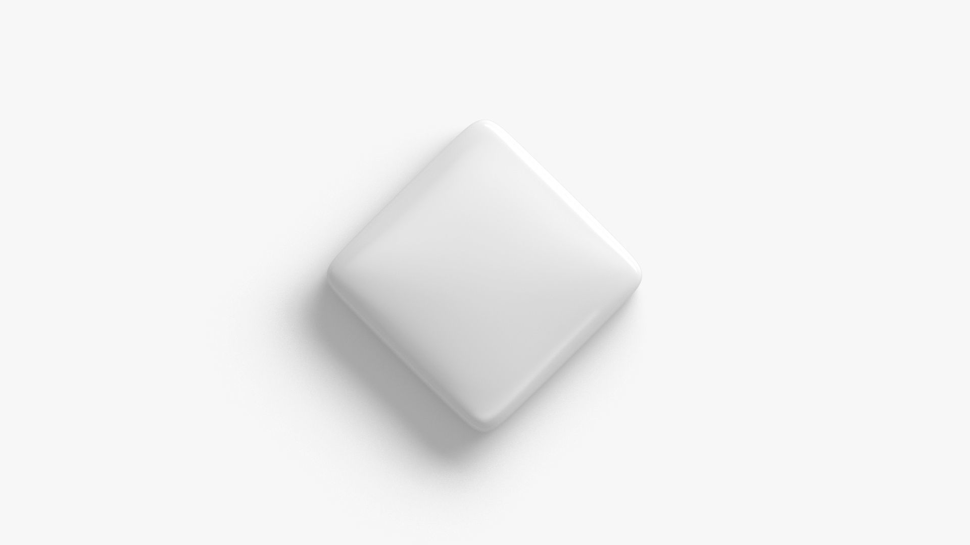White Rhombus Button Badge - plastic clutch pin Low-poly 3D model_4