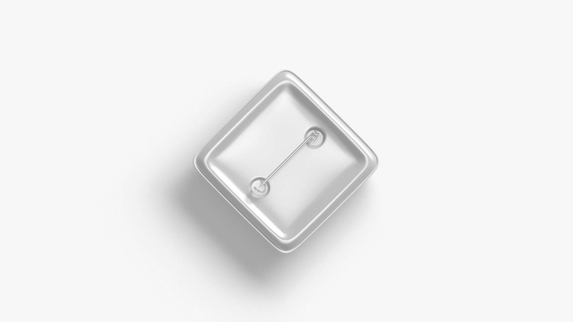 White Rhombus Button Badge - plastic clutch pin Low-poly 3D model_3