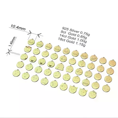 Emoji gold plated coin charms