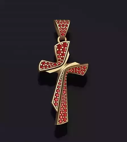Cross with gems pendant 3D print model