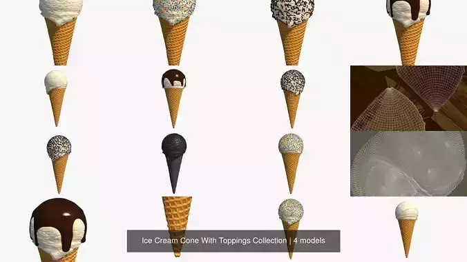 Ice Cream Cone With Toppings Collection