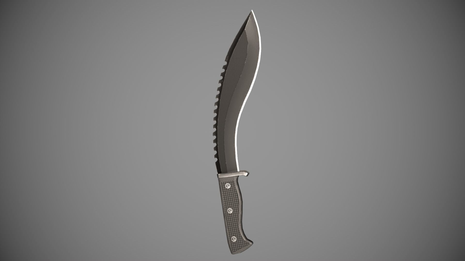 Knife Sawback Kukri with Sheath Low-poly 3D model_10