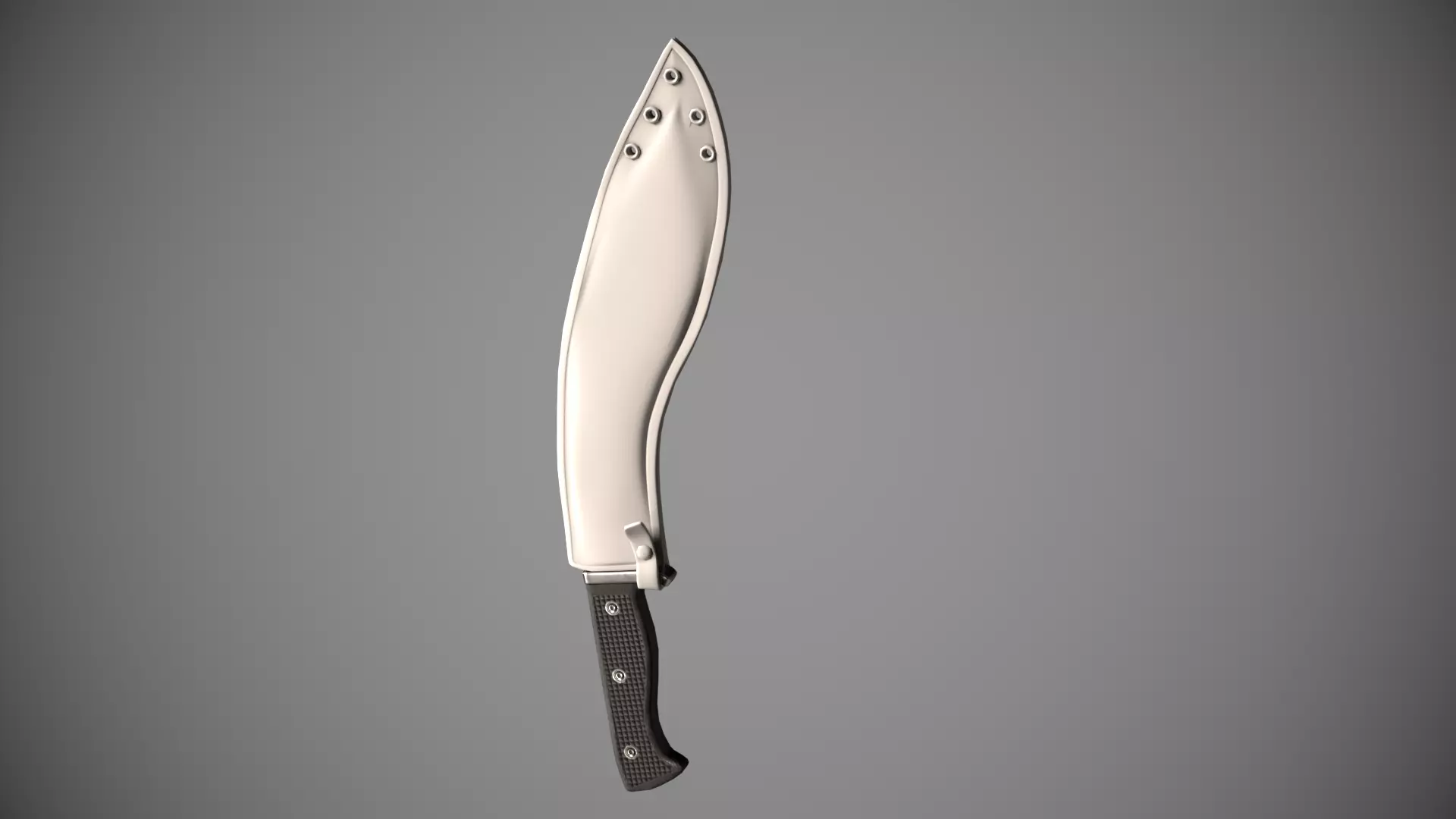 Knife Sawback Kukri with Sheath Low-poly 3D model_0