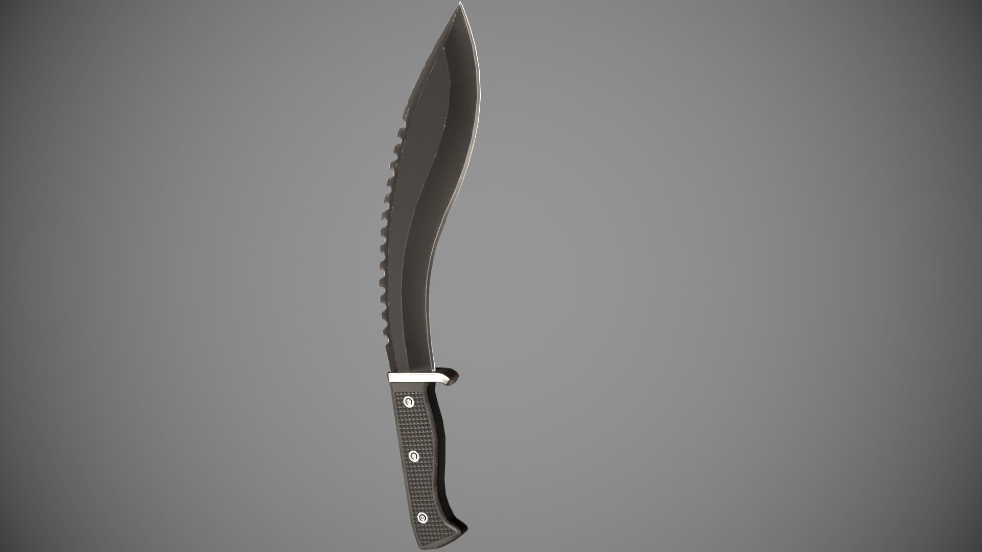 Knife Sawback Kukri with Sheath Low-poly 3D model_3