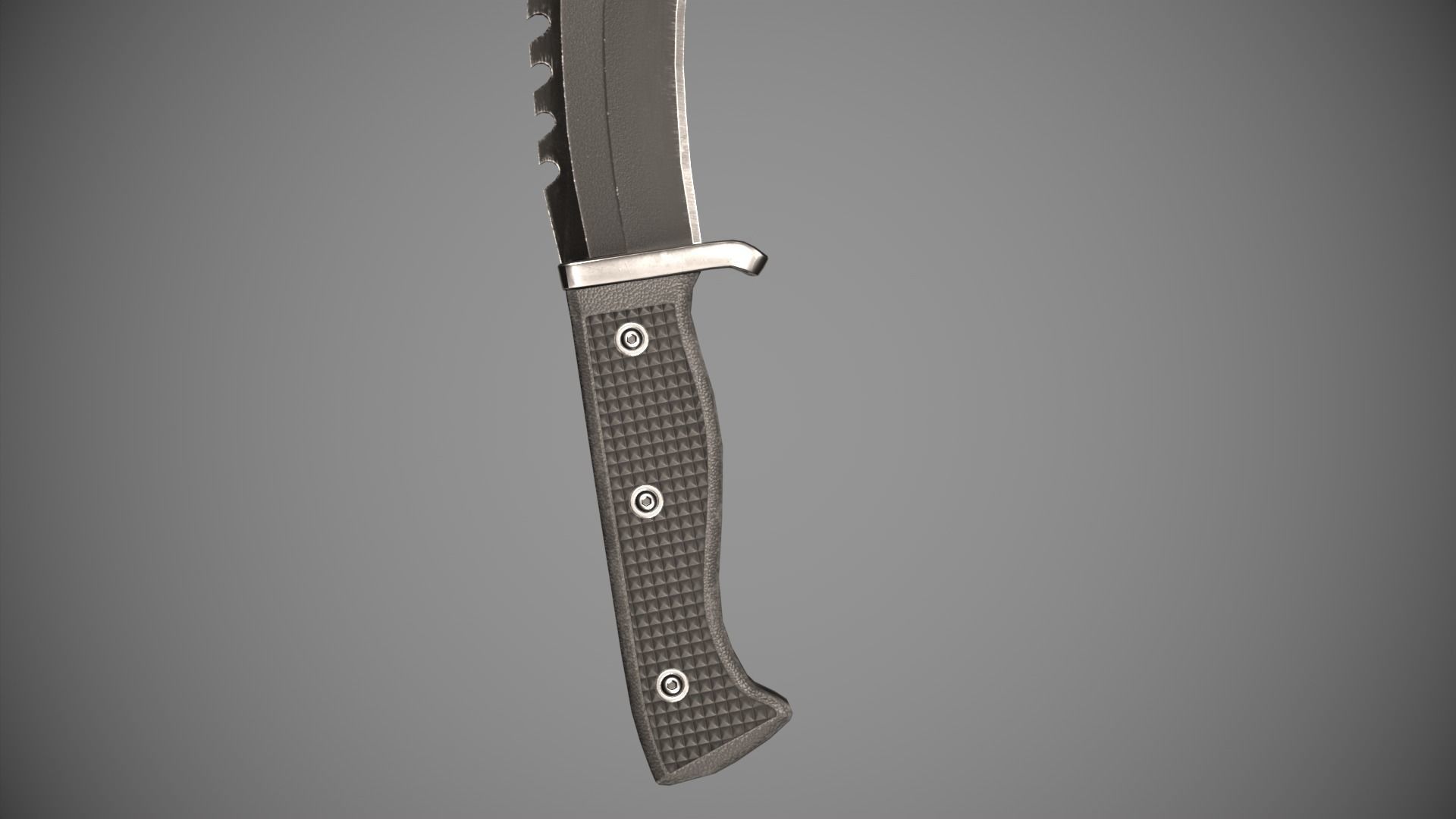 Knife Sawback Kukri with Sheath Low-poly 3D model_6