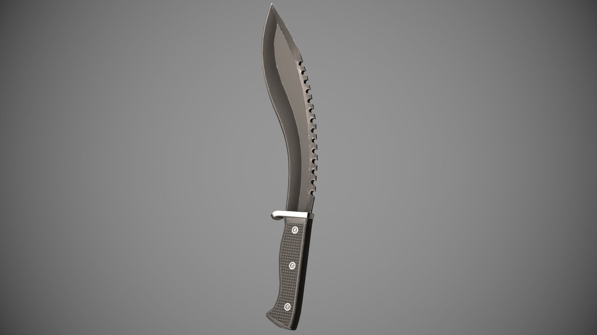 Knife Sawback Kukri with Sheath Low-poly 3D model_8