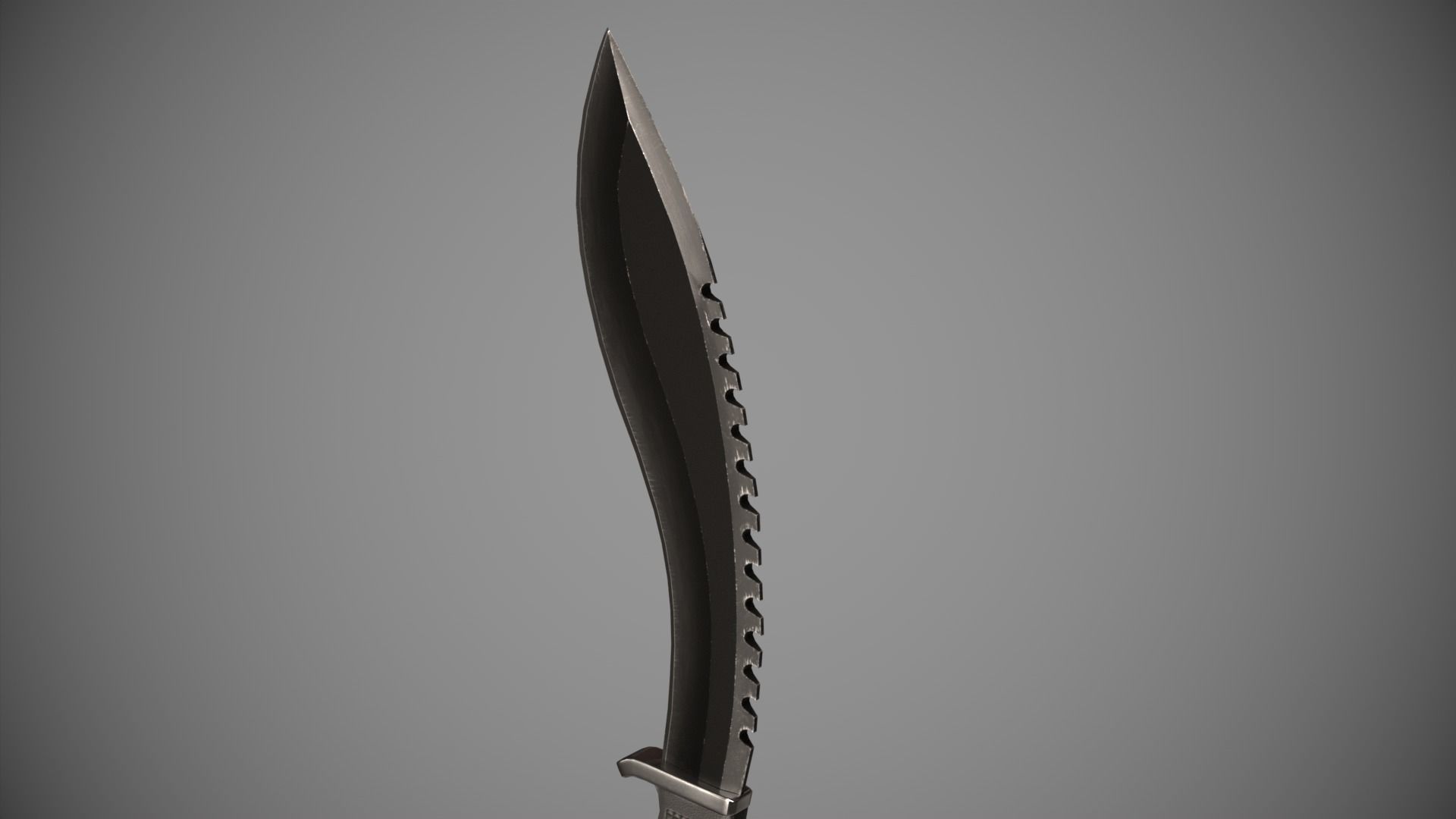 Knife Sawback Kukri with Sheath Low-poly 3D model_9