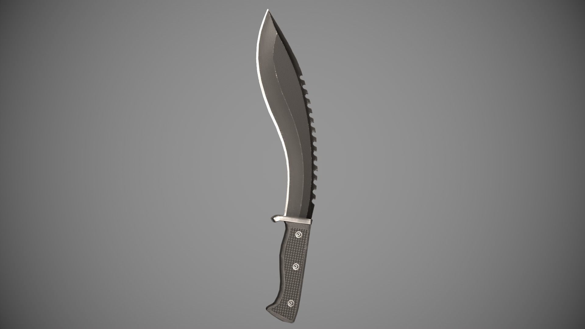 Knife Sawback Kukri with Sheath Low-poly 3D model_4