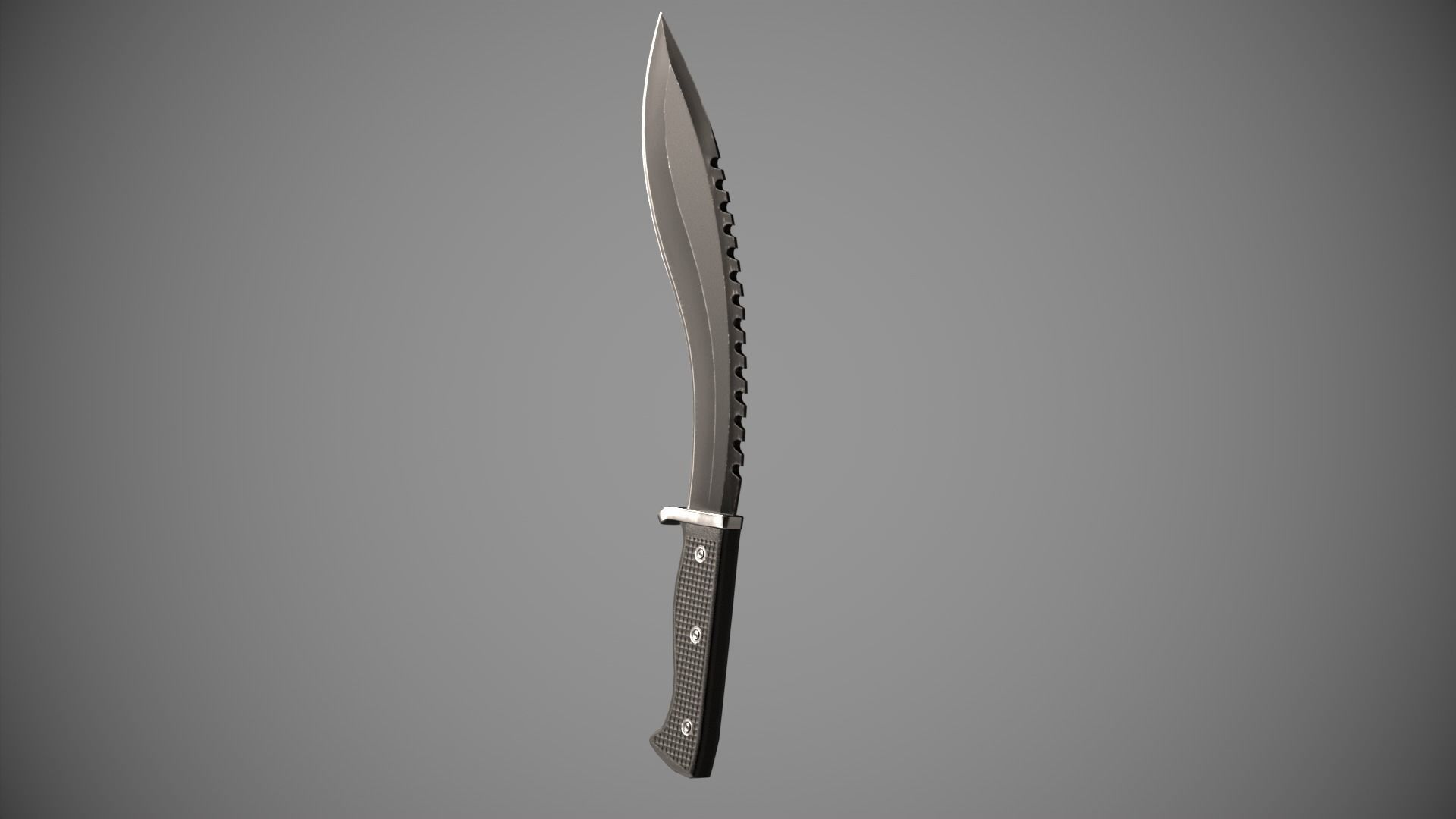 Knife Sawback Kukri with Sheath Low-poly 3D model_5