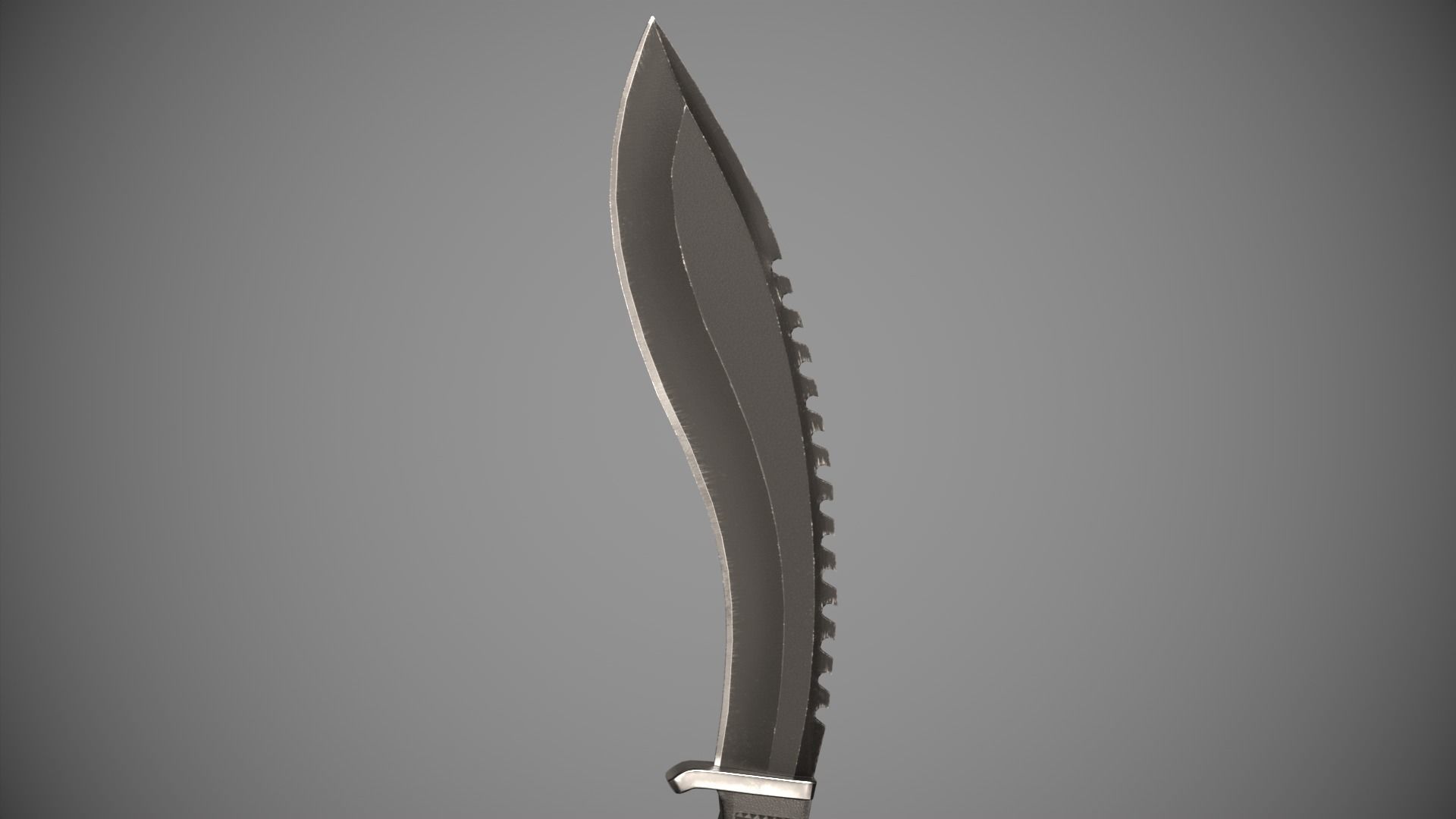 Knife Sawback Kukri with Sheath Low-poly 3D model_7