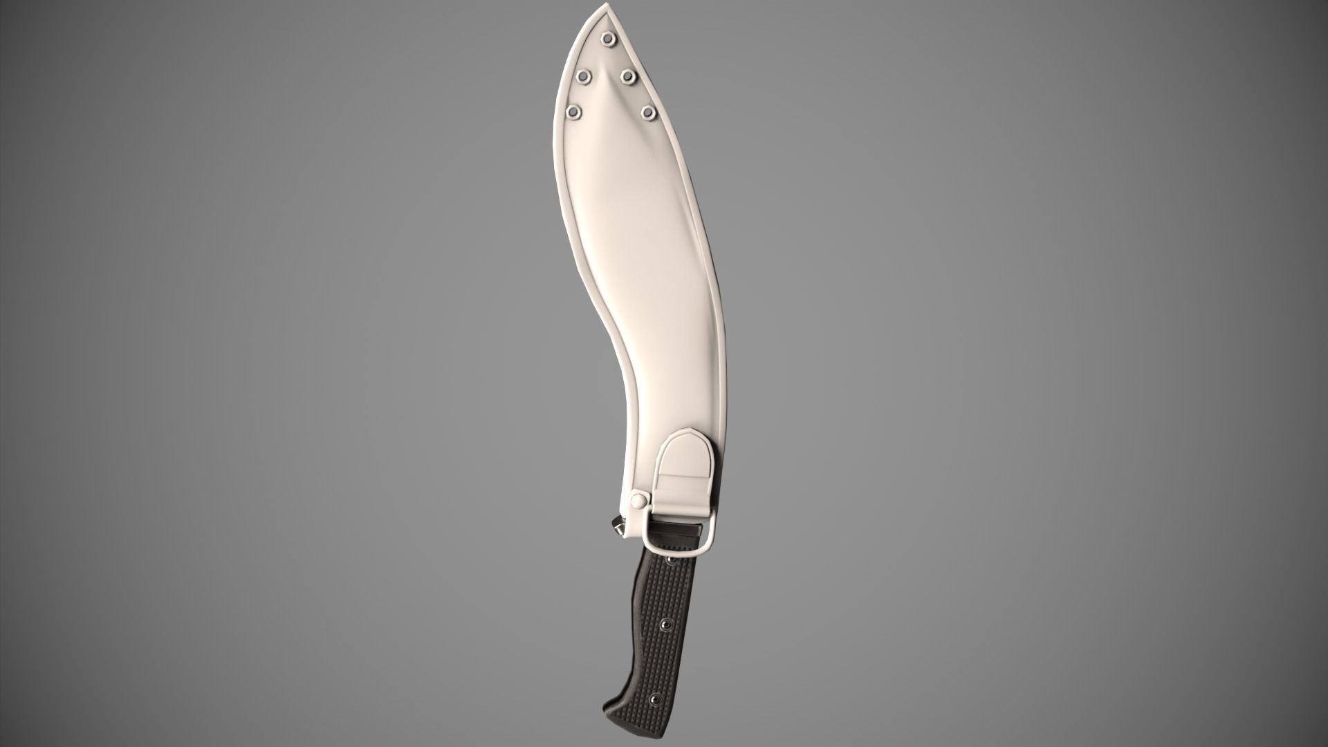 Knife Sawback Kukri with Sheath Low-poly 3D model_1
